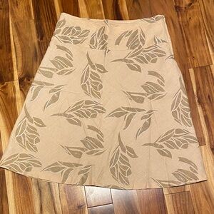 H&M Women’s Size 10 Linen Peach & Tan Leaf Print A-Line Skirt